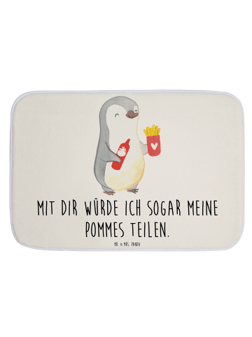 Mr. & Mrs. Panda Badvorleger Pinguin Pommes mit Spruch in Weiß