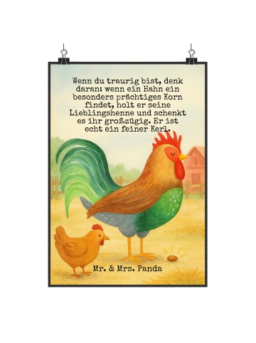 Mr. & Mrs. Panda Kunstdruck Hahn Korn Design mit Spruch in Weiß
