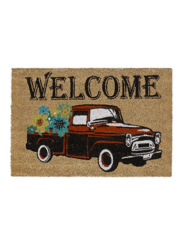 relaxdays Fußmatte "Welcome Auto" in Natur - (L)60 x (B)40 cm