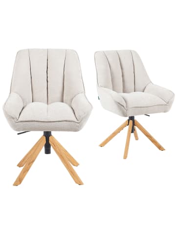 DUBI Möbel 2er-Set: Bürostuhl Mika-Hedi in Creme - (B)60 x (H)89 x  (T)68 cm