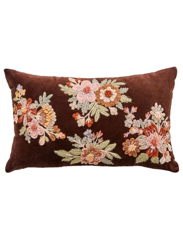 Butlers Butlers Kissen BOHEMIAN Blumen in Dunkelbraun