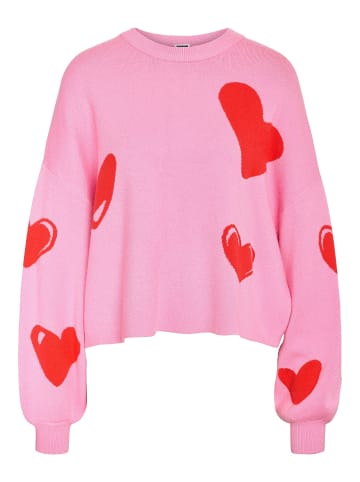 Noisy may Jacquard-Strick Pullover mit strukturiertem Muster in Pink