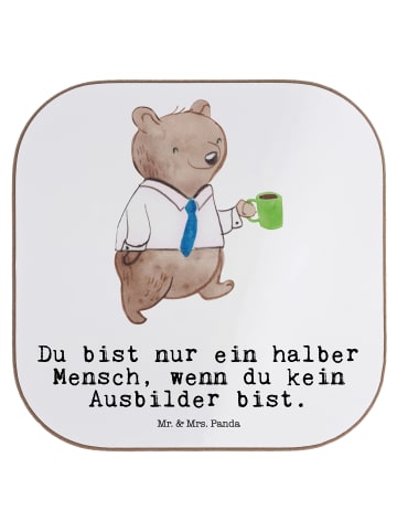 Mr. & Mrs. Panda Getränkeuntersetzer Ausbilder Herz mit Spruch in Weiß