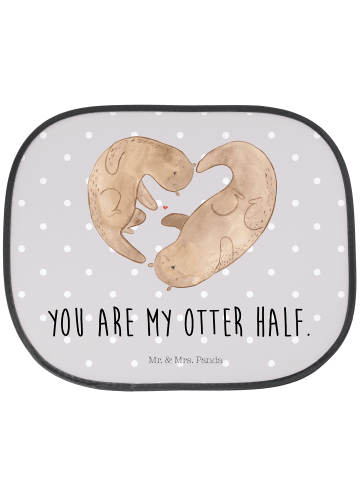 Mr. & Mrs. Panda Sonnenblende Auto Otter Herz mit Spruch in Grau Pastell