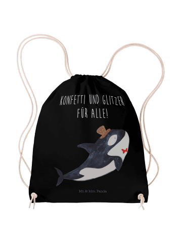Mr. & Mrs. Panda Sportbeutel Orca Zylinder mit Spruch in Schwarz