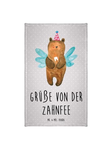 Mr. & Mrs. Panda Gästehandtücher Bär Zahnfee mit Spruch in Grau Pastell