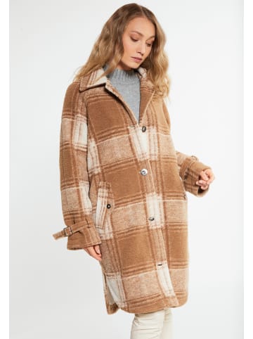 VINAJA Women Übergangsmantel Aus Wollgemisch in Kariert Beige Braun