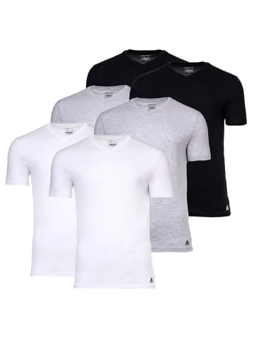 adidas T-Shirt 6er Pack in Schwarz/Weiß/Grau