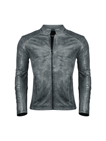 PAULGOS Lederjacke Übergangsjacke Biker Look Echtleder D3 in Grau