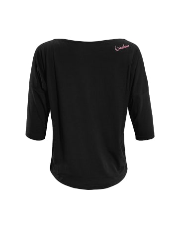 Winshape ¾-Arm Shirt Ultra Light mit Glitzer-Aufdruck MCS001 in schwarz/neon pink