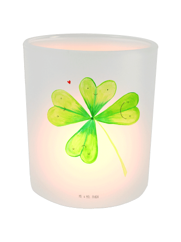 Mr. & Mrs. Panda Kerzenhalter Blume Kleeblatt ohne Spruch in Transparent