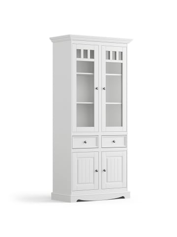 Feldmann-Wohnen Vitrine Belluno Elegante Kiefer weiß (RAL9010) lackiert 89 / 44 / 190cm