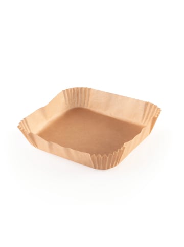 Gourmet Maxx Backpapier-Schalen für Heißluft-Fritteusen 100er-Set 20x20x4,5cm braun Braun