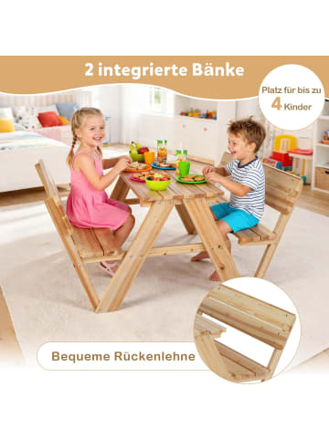 COSTWAY Kinder Picknicktisch Set ab 3 Jahren in Hellbraun