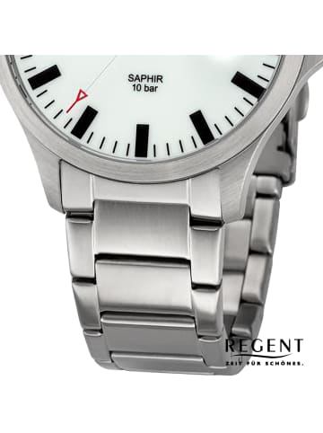 Regent Analog-Armbanduhr Regent Metallarmband silber groß (ca. 40mm)