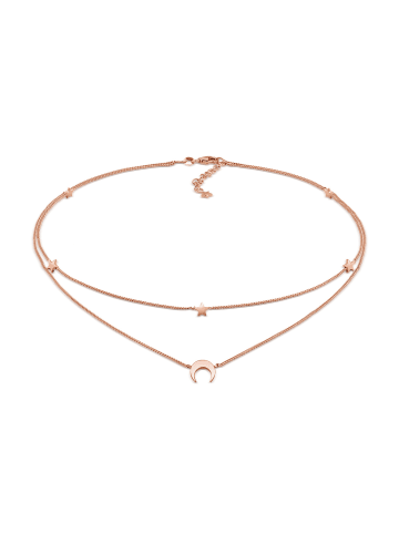 Elli Halskette 925 Sterling Silber Astro, Halbmond, Sterne, Stern in Rosegold
