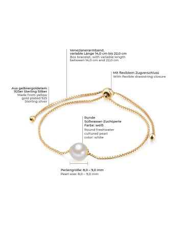 Valero Pearls Armband aus Sterling Silber mit Süßwasser-Zuchtperle in gelbgold