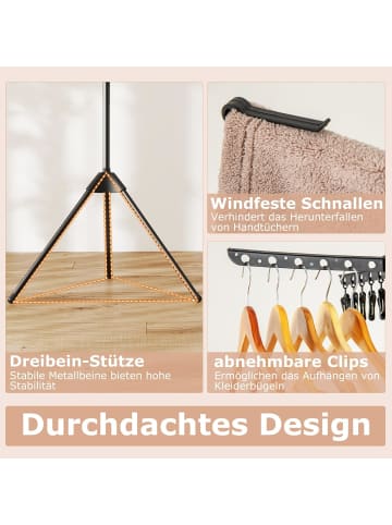 COSTWAY 3-stufig Wäscheständer klappbar in Schwarz