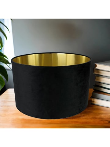 Licht-Erlebnisse Lampenschirm Ø 40 x (H)24 cm in Schwarz Gold