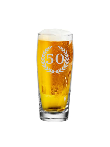 LUXENTU Willi Becher Bierglas mit Gravur 50. Jubiläum 0,5 l in transparent