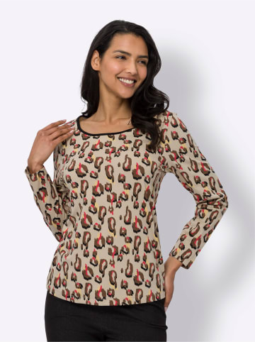 Sieh an! Langarmshirt in beige-bedruckt