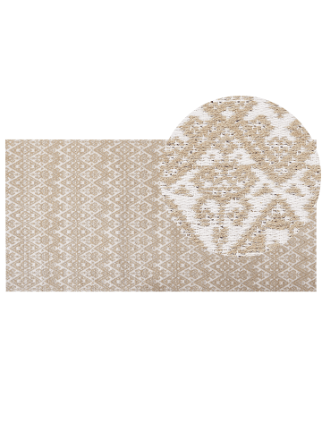 Beliani Geflochtener Teppich ATIMA in Beige/Weiß - (W) 80 x (L) 150 cm