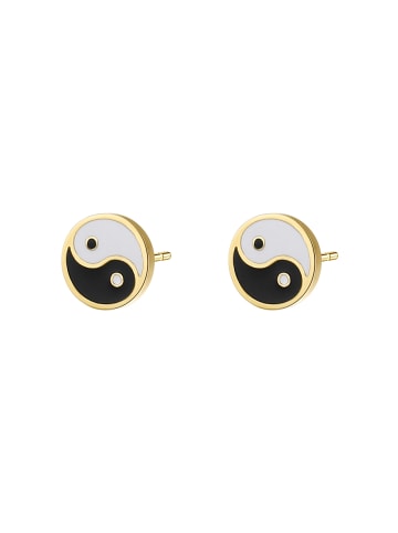 Hey Happiness Vergold. Ohrstecker Yin Yang Edelstahl in Gold - (D) 0,8 cm