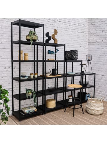 shelfr 4er Set Industrial Style Metallregal Genk mit 3-6 Ebenen in Schwarz