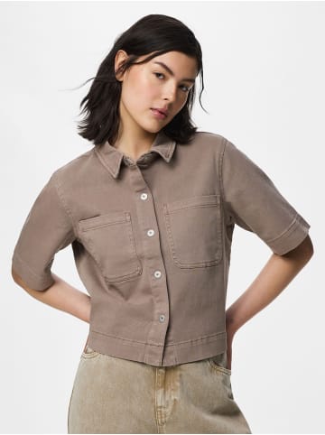 Pieces Kurzarmhemd in Taupe Gray