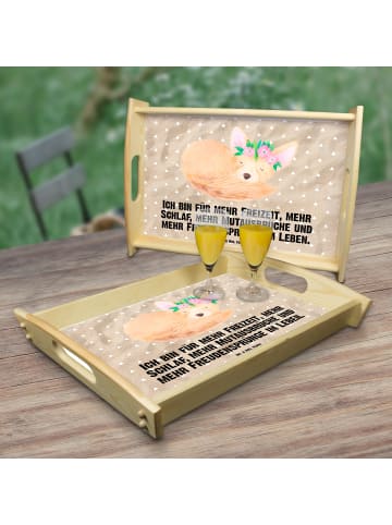 Mr. & Mrs. Panda Sofa Tablett Wüstenfuchs Blumen mit Spruch in Sandig