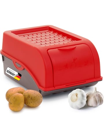 Novaliv Kartoffel Aufbewahrungsbox | klein 3,5L | ROT | Zwiebelbox | Gemüsebox in Rot