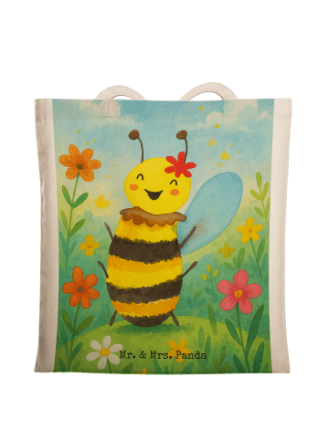 Mr. & Mrs. Panda Stoffbeutel Biene Happy Design ohne Spruch in Weiß