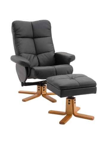 HOMCOM Relaxsessel mit Hocker in Schwarz 80L x 86B x 99H cm