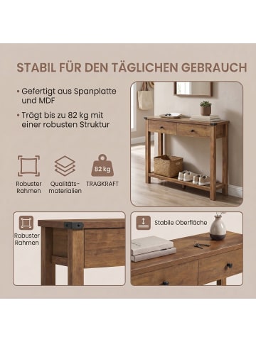 VASAGLE Flurtisch Liry in Warmes Braun - (B)100 x (H)76 x (T)24 cm