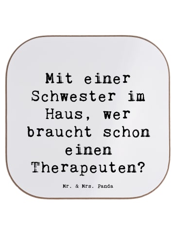 Mr. & Mrs. Panda Untersetzer Schwester Glück mit Spruch in Weiß