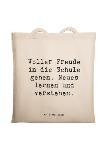 Mr. & Mrs. Panda Schultertasche Spruch Schulanfang Freude mit Sp... in Creme