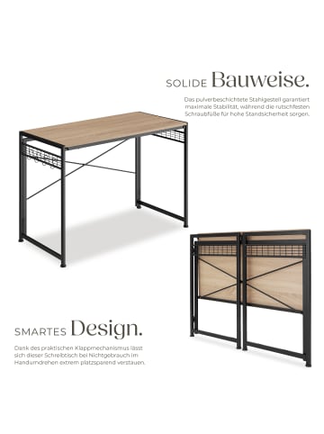 tectake Schreibtisch Paterson 102 x 51 x 77 cm, Industrial Holz hell, Eiche Sonoma
