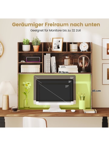 COSTWAY 3-stufiges Schreibtischregal in Braun