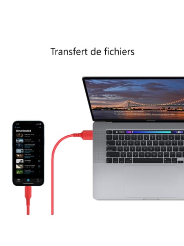 Platyne USB-auf-Lightning-Ladekabel für iPhone 1,50 Meter in Rot