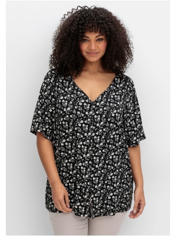 sheego Shirt in schwarz gemustert