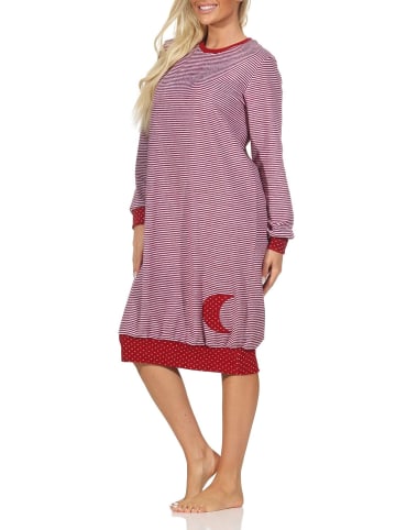 NORMANN Frottee Nachthemd langarm Bündchen Tupfen Optik - 87611 in Ringel