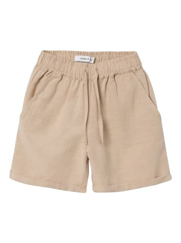 name it Sommer Shorts mit Umgeschlagenem Saum und Elastischem Bund in Beige-2