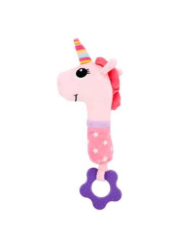 Toi-Toys LITTLE STARS Babyrassel + Beissring + Quietsche Einhorn in pink