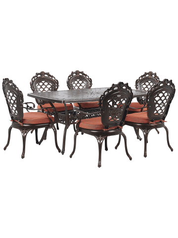 Beliani 13-tlg Gartentisch Set LIZZANO in Braun/Orange