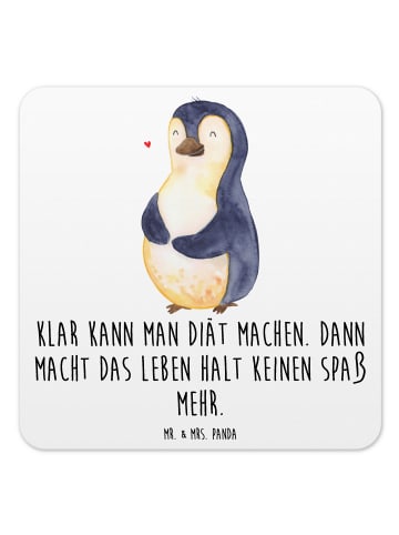 Mr. & Mrs. Panda Bierdeckel Pinguin Diät mit Spruch in Weiß