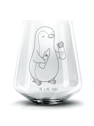 Mr. & Mrs. Panda Cocktail Glas Pinguin Pommes ohne Spruch in Transparent