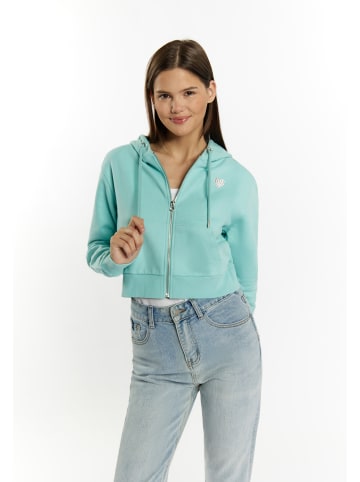 myMo Damen Zip Hoodie Cropped in Aqua