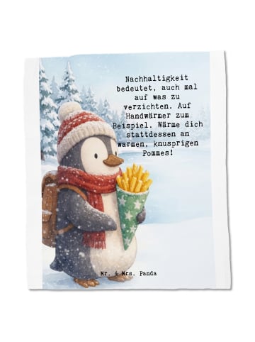 Mr. & Mrs. Panda Tasche Pinguin Winter Pommes Design mit Spruch in Weiß