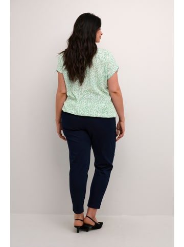 KAFFE curve Kurzarm-Bluse KCami Loose fit in Granite Green/ Chalk Flower