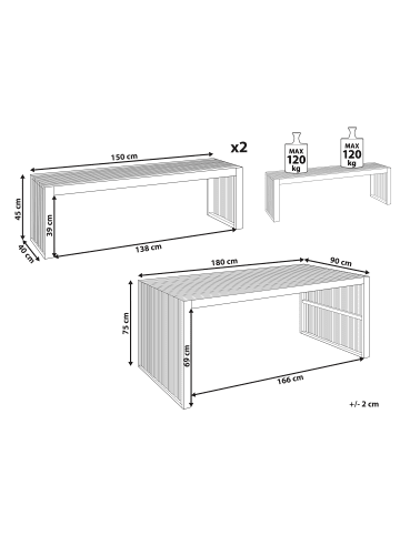 Beliani 3-tlg Gartentisch Set SULZANO in Braun